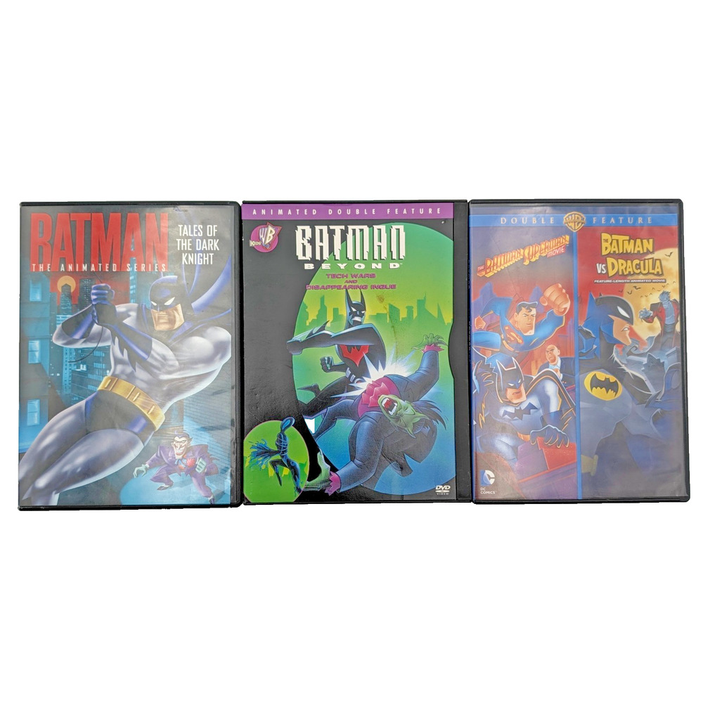 Lot of 3 DC Animated Batman DVDs - Animated Series, Beyond, Superman & Dracula